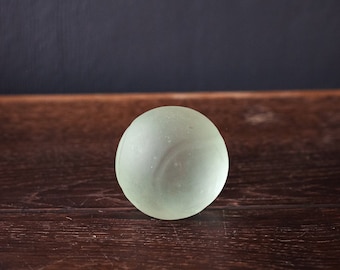 Vintage Frosted Glass Tennis/Baseball Paperweight - Vintage Glass Paper weight