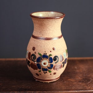 Mexican Pottery Vase - Hand Painted Earthenware Vase Tonala Pottery