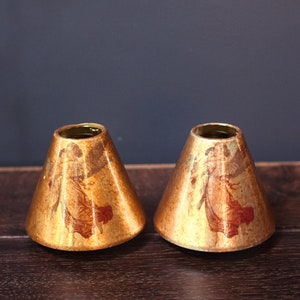 Pair of Candle Base/Covers Gilded Angels - Henry Silva Signed Gold Decor