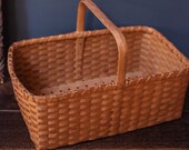 Extra Large Rectangle Flat Bottom Wicker Rattan Basket with Handle - Vintage Shaker Style Gathering Market Basket