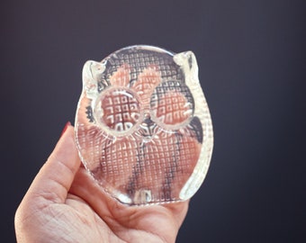 Presse-papiers hibou en verre - objets décoratifs vintage hiboux