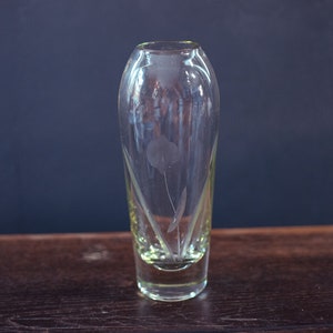 Etched Glass Vase - Vintage Cut Glass Vase