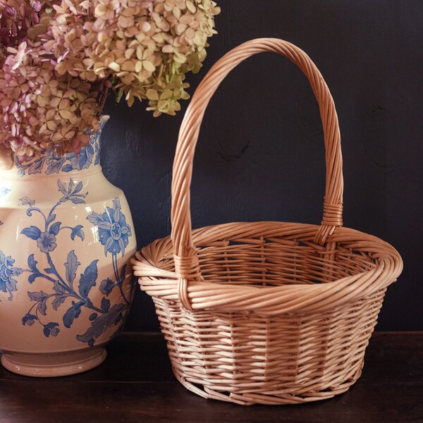 Large Flat Basket With Handle Etsy