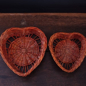 Pair of Nesting Heart Baskets - Vintage Wall Baskets
