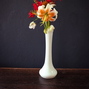 Milk Glass Vase - Minimal Midcentury Modern Milkglass Tulip Vase