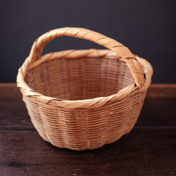 Small Wicker Basket With Handle Etsy
