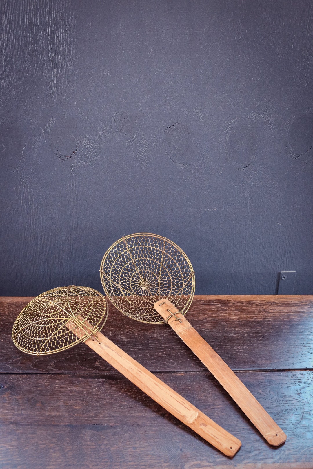 Bamboo Brass Spider Skimmer - Vintage Cookware 7