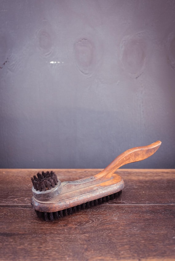Antique Shoe Polish Brush - Vintage Cobbler Long Handle Wooden Shoe Shine Brush