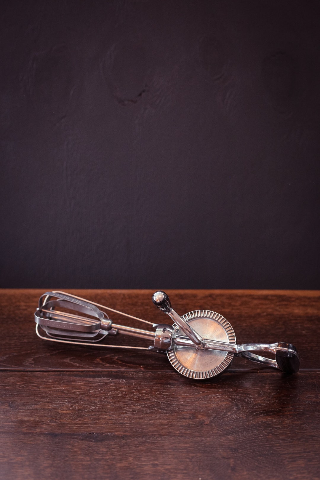 Handheld Mixer/whisk Silver With Black Handle Vintage Hand Mixer/egg