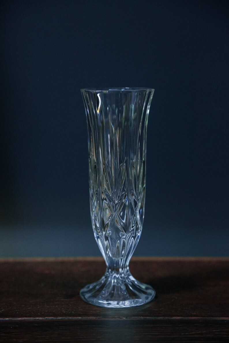 Crystal Carved Glass Vase 6.5 Fluted Crystal Carved Etsy UK