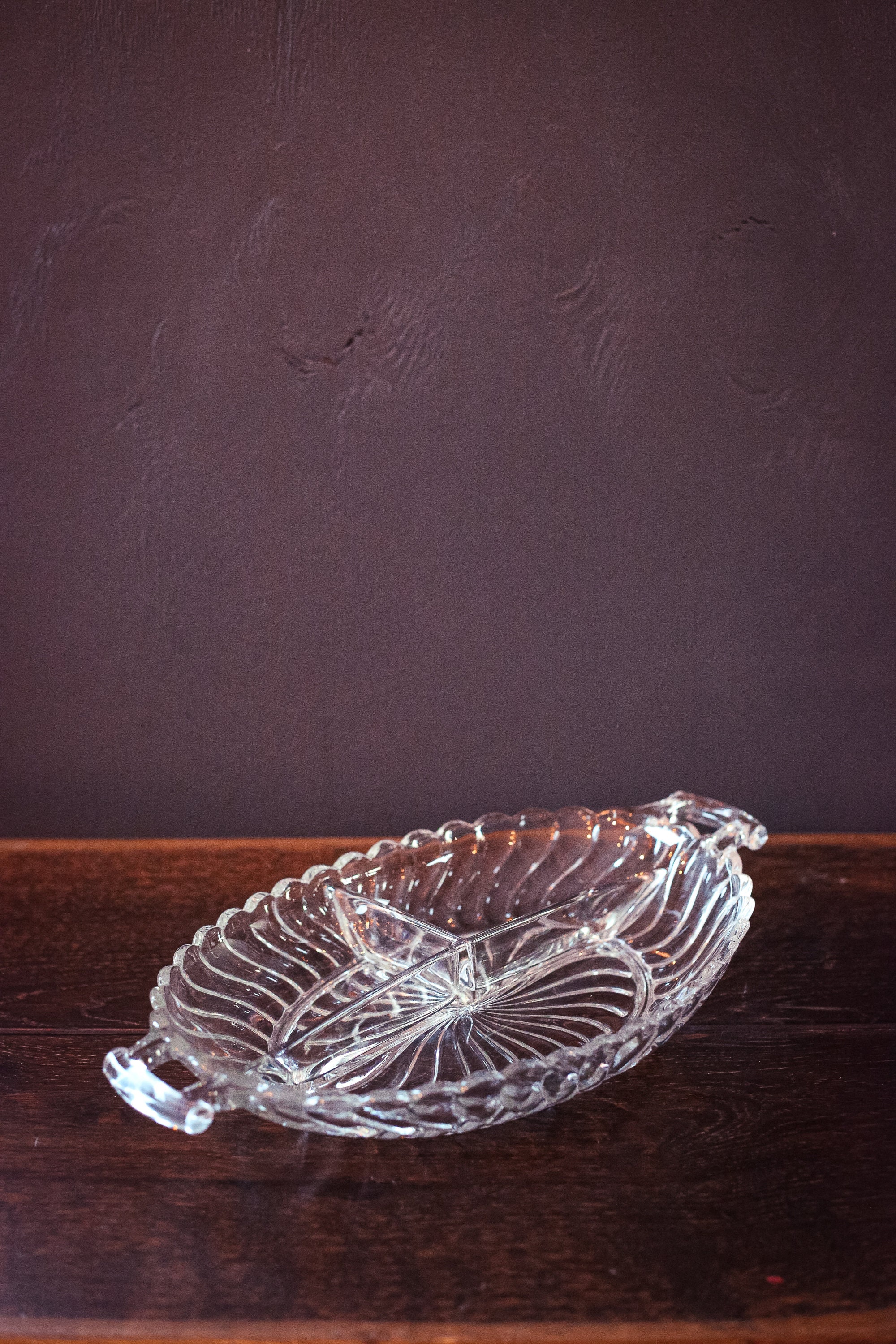 Divided Crystal Serving Platter With Handles Fostoria Colony Pattern
