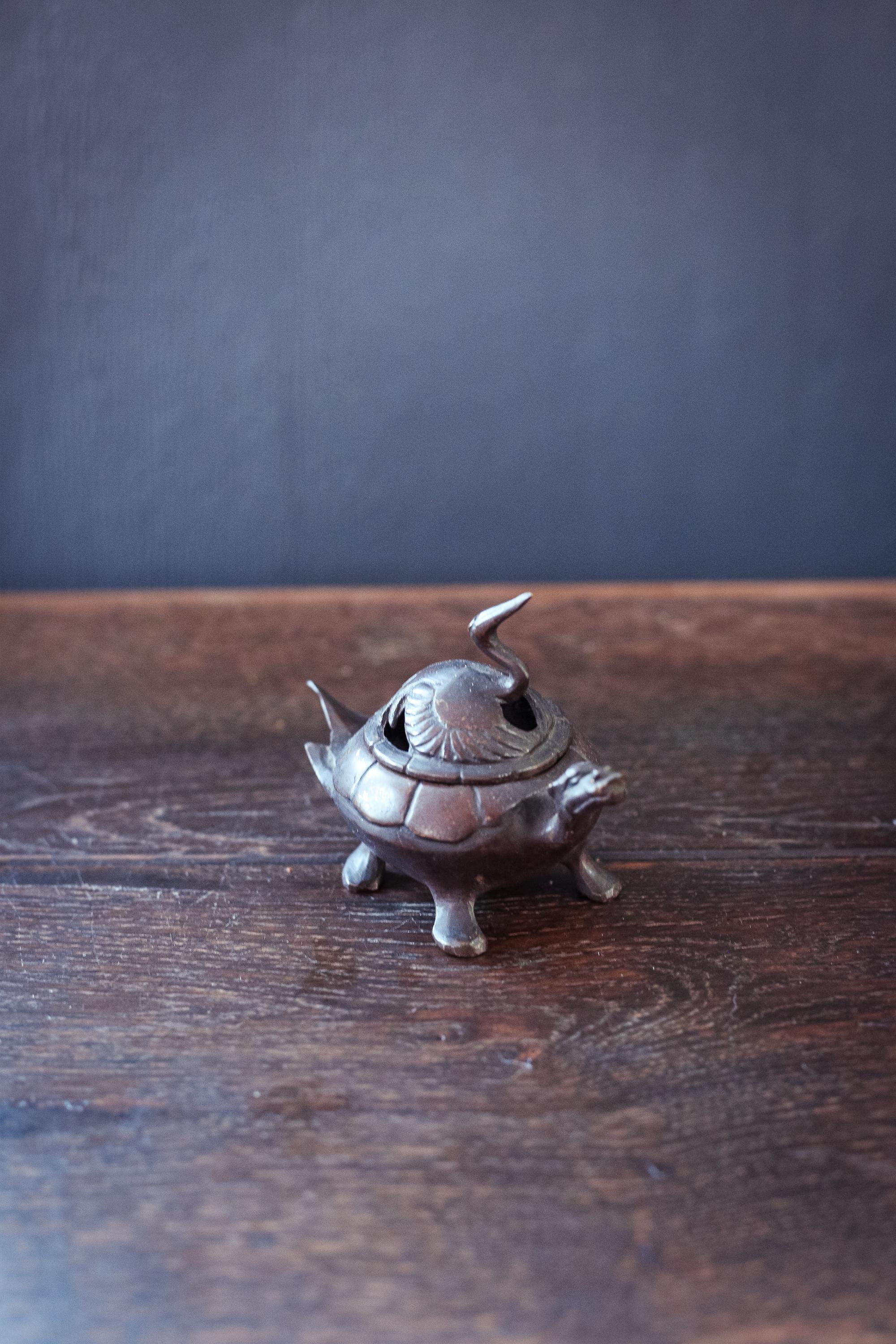 鶴と亀のブロンズ香炉 - ヴィンテージブロンズ祭壇香炉 鷺亀 - Etsy 日本