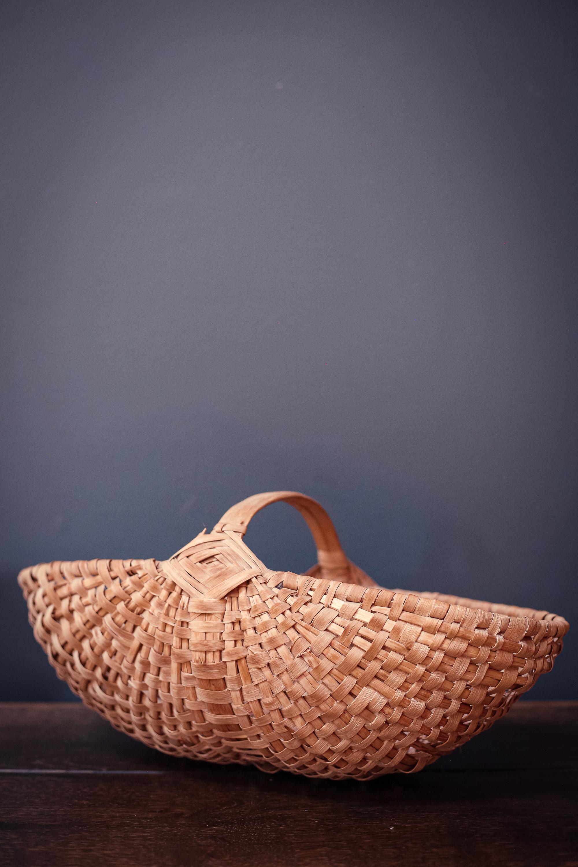 Vintage Wood Basket With Handle - Etsy
