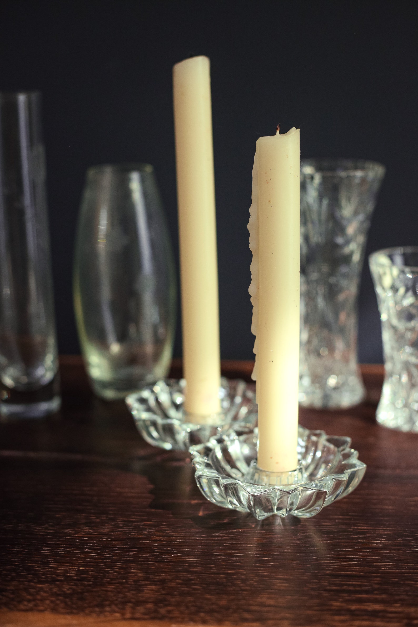 Pair of Crystal Starburst Candle Bases Low Star Shaped Etsy