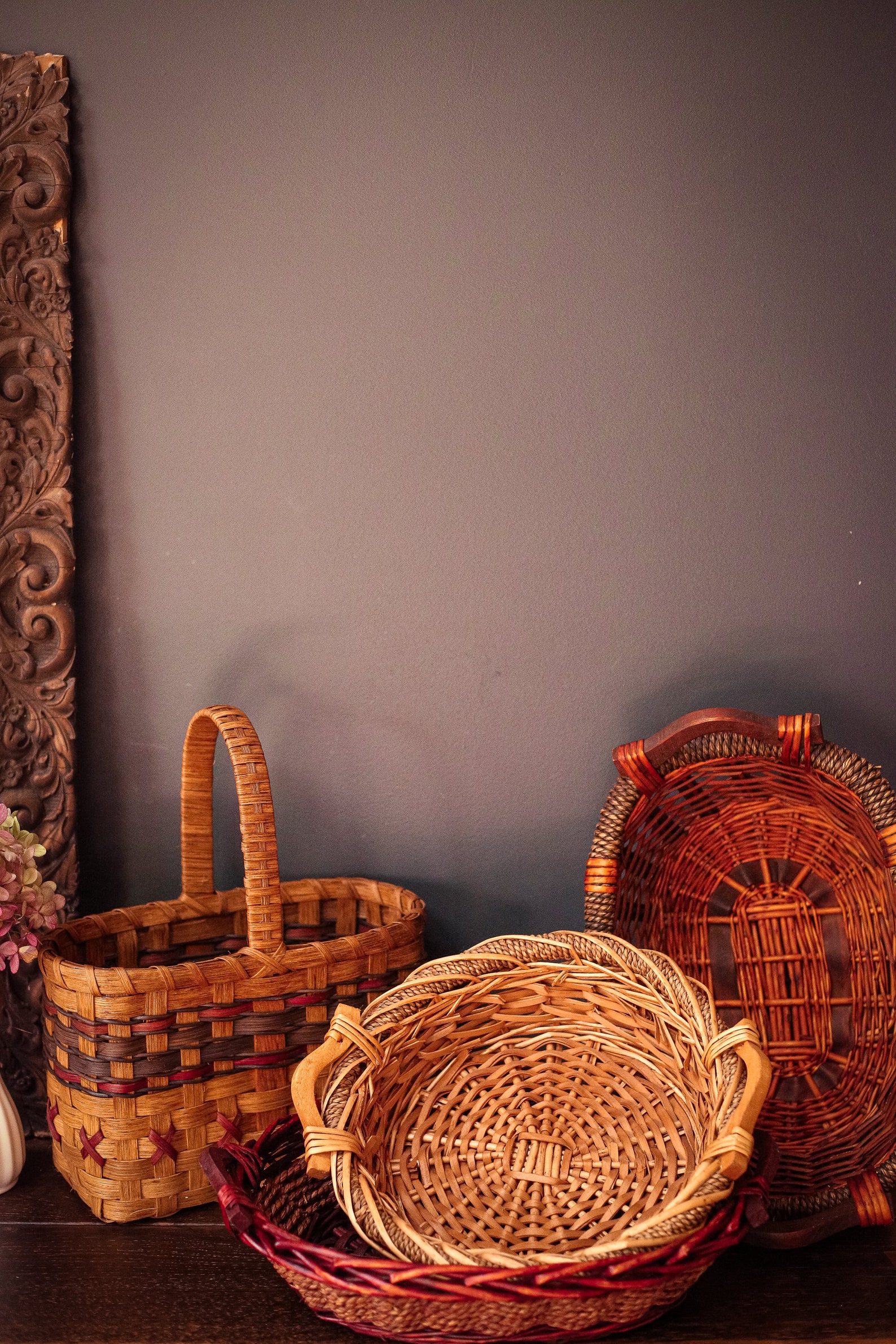 Cesta decorativa de fondo plano ovalado con borde de cuerda | Etsy