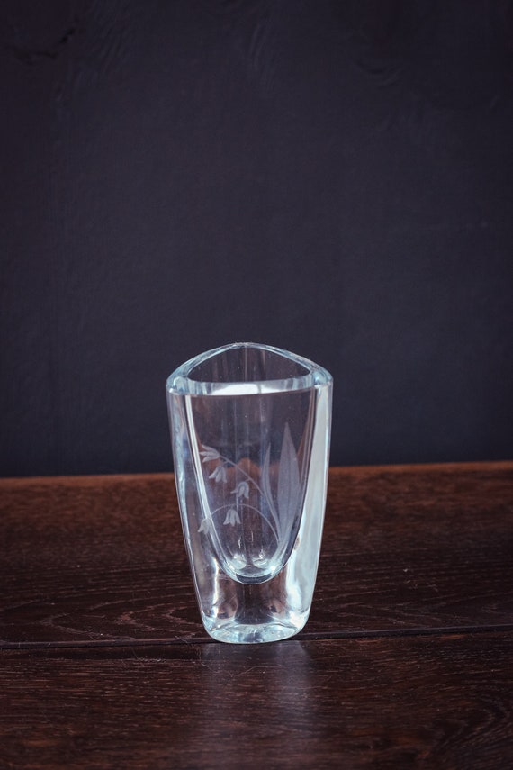 Lily of Valley Signed Strombergshyttan Vase - Vintage Swedish