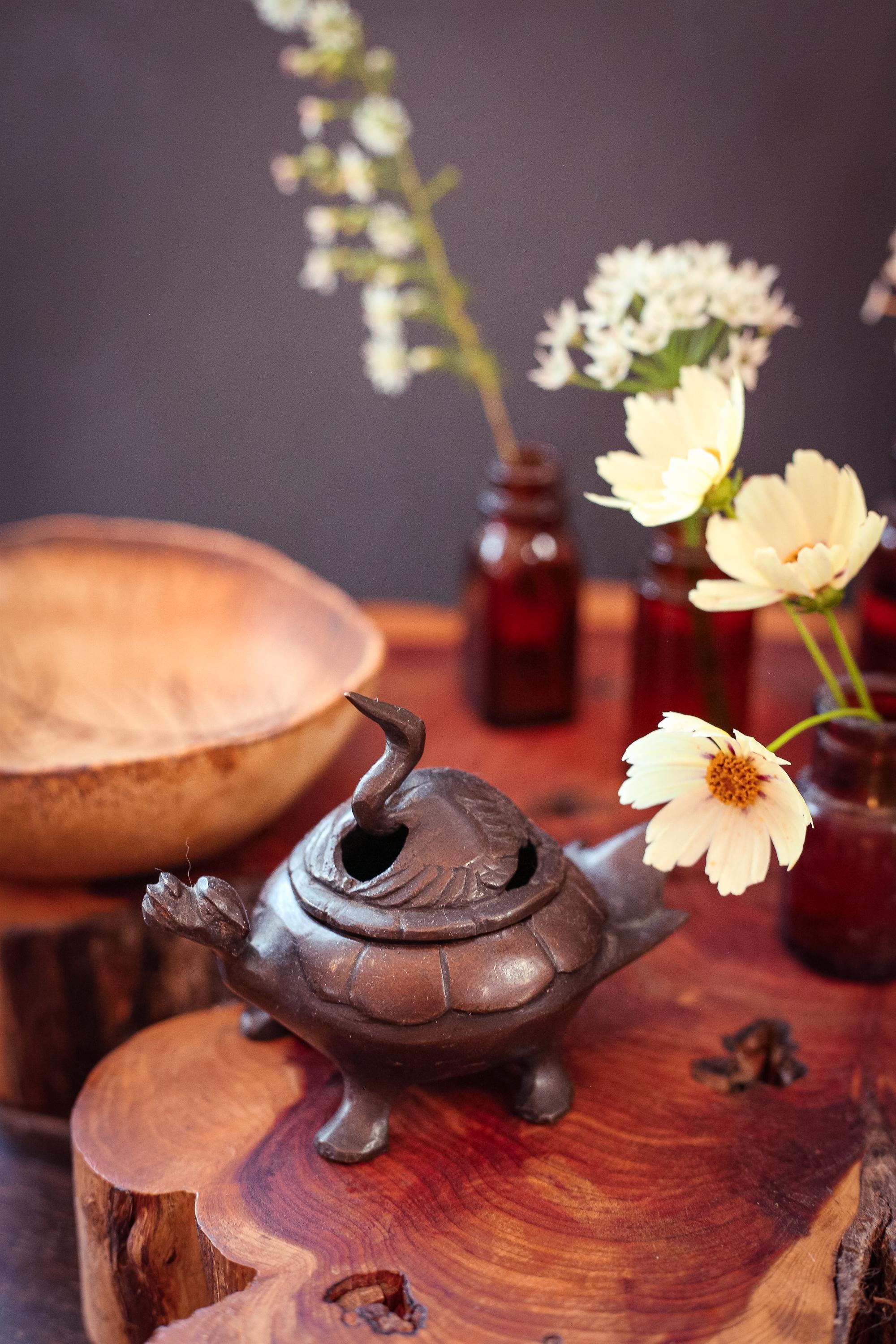 鶴と亀のブロンズ香炉 - ヴィンテージブロンズ祭壇香炉 鷺亀 - Etsy 日本