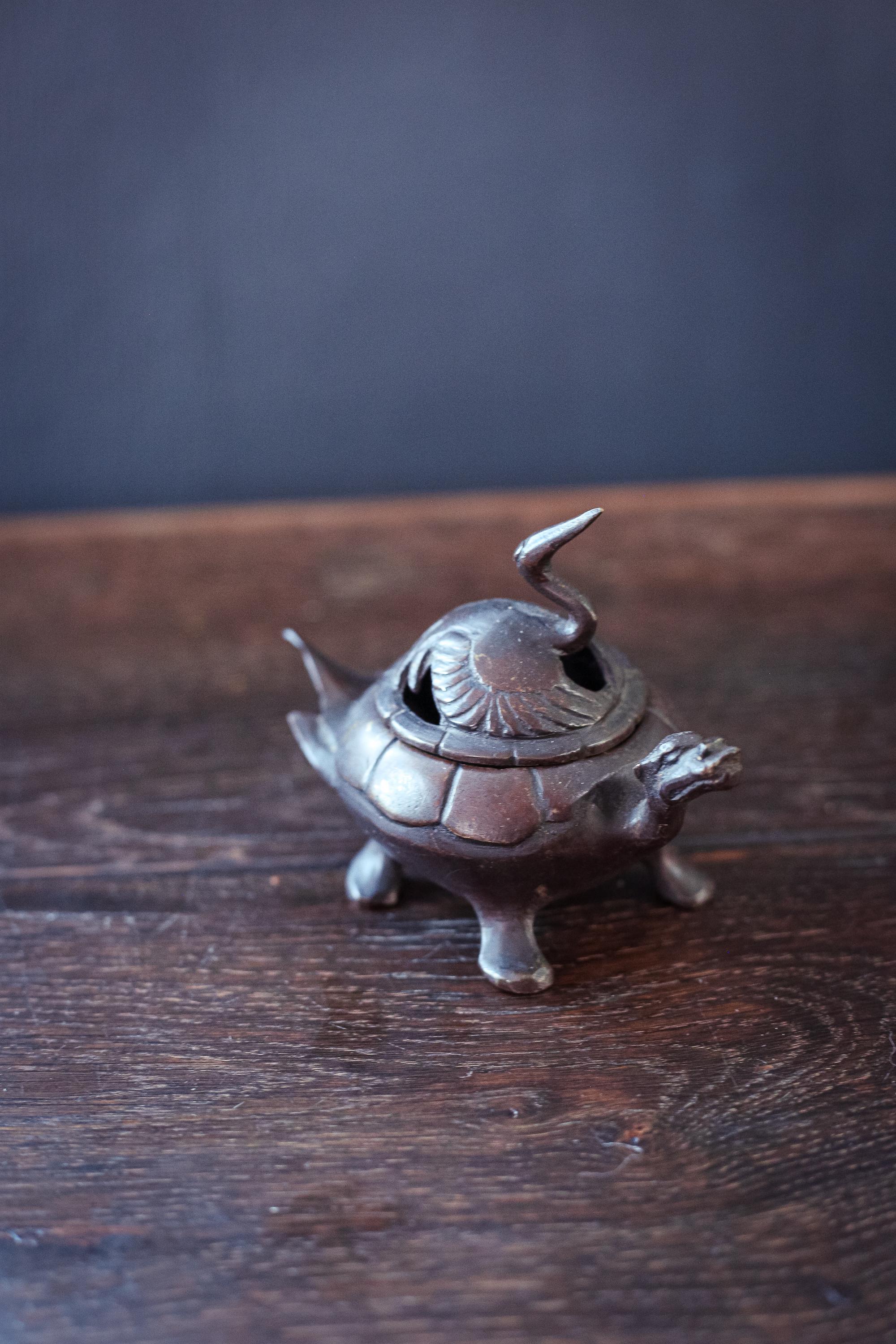 鶴と亀のブロンズ香炉 - ヴィンテージブロンズ祭壇香炉 鷺亀 - Etsy 日本