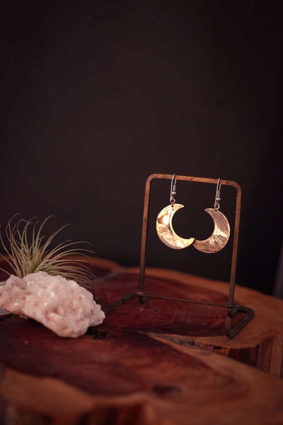 Alpaca Silver Crescent Moon Abalone Earrings Vintag… Gem