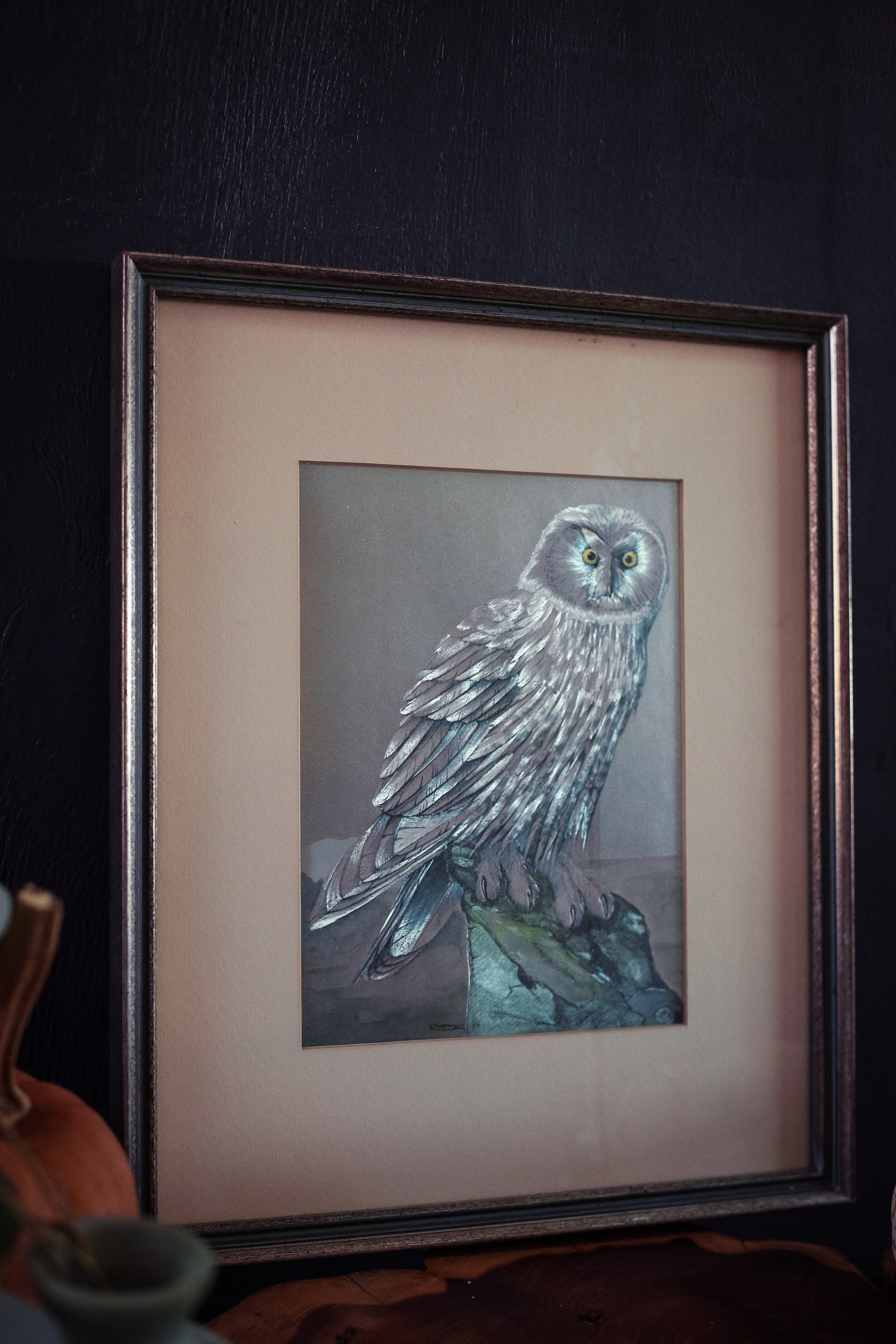 Silver Framed Metallic Owl Art Vintage Framed Owl Print With - Etsy