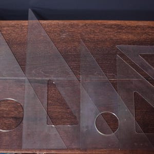 5 Drafting Triangles - Vintage Drafting Architect Engineer Tools
