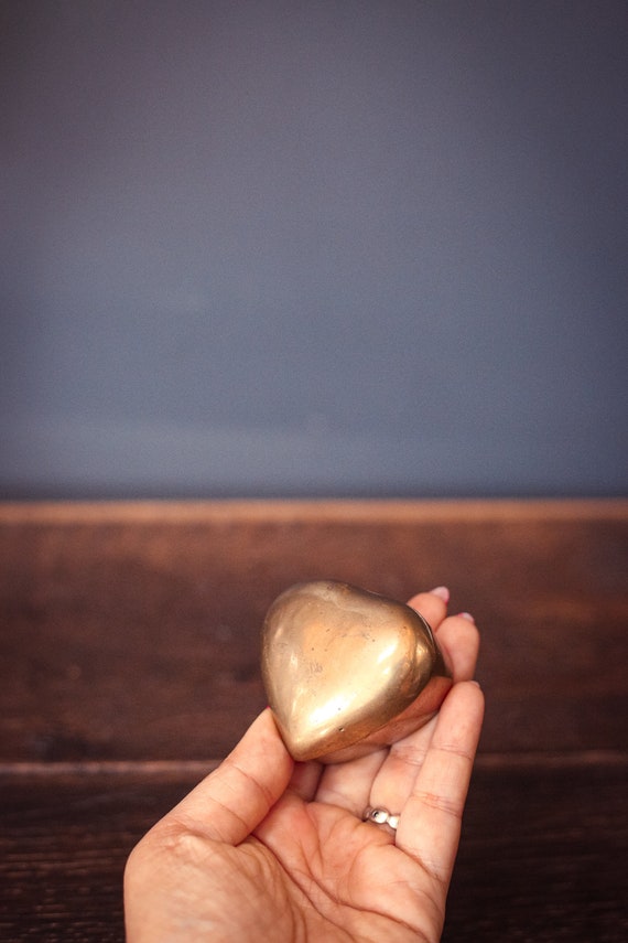 ❤️Vintage Heart Shaped Brass Trinket Box Fritz Brass Korea.