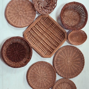Wall Baskets with Oval/Almond, Round, Two-tone, and Square Assortment - Vintage Farmhouse Wall Basket Lot