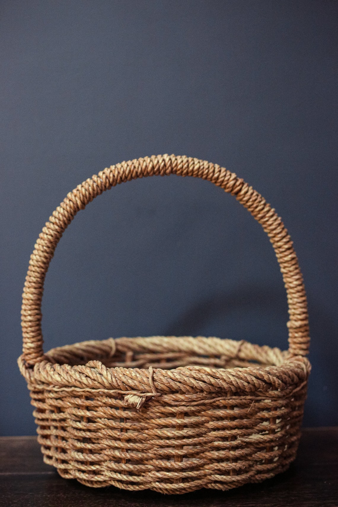 Extra Large Rope Basket Round Flat Bottom With Handle - Etsy