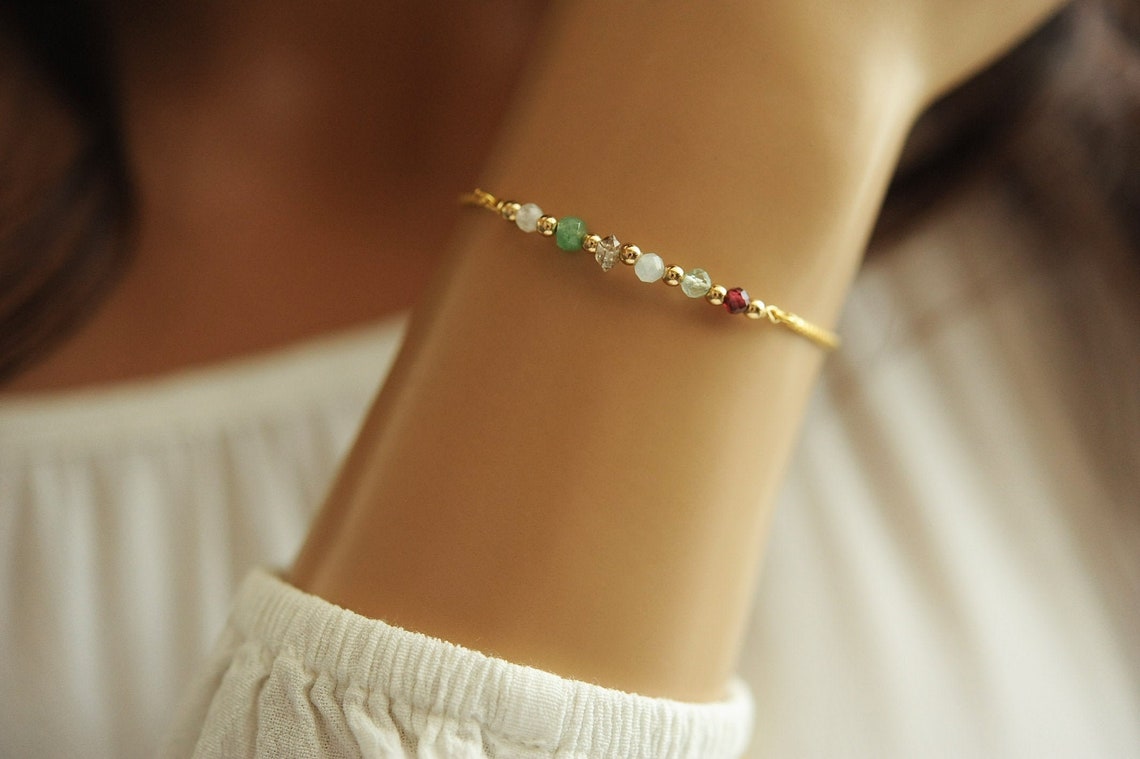 Personalized Birthstone Bracelet Personalized Gift Etsy