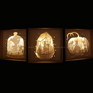 COMBO 3 PRINCESS Carta Lightbox Modello, Modello taglio carta, File SVG Lightbox, modello silhouette, modello taglio da die Attivo