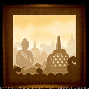 Buddha Lightbox Template, Paper Cutting Template, Lightbox SVG File