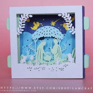 Merry Christmas 3D Popup Card, Gift Card, Tunnel Card, Paper Cut Template, Silhouette Templates Cricut, 3d paper cut lightbox template