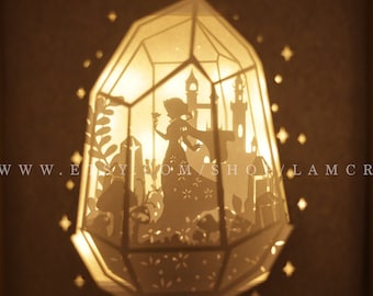 Snow white Princess Paper cut Lightbox Template, Paper Cutting Template, Lightbox SVG File, night light silhouette, die cut