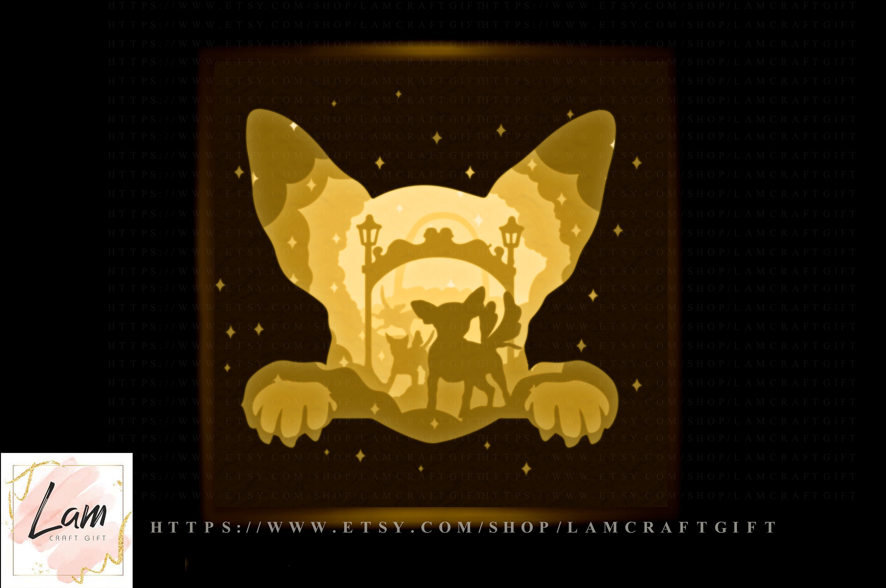 Rainbow bridge for Chihuahua dogs paper cut lightbox night light  silhouette templates svg cricut