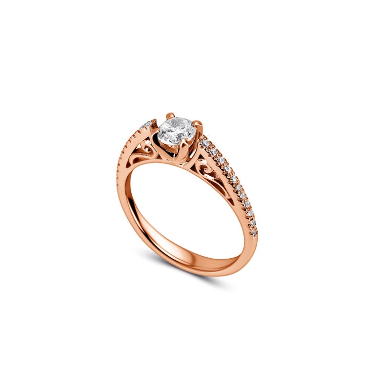 Amazing 0.40 SI2 Quality,Center Diamond , Total diamond wt. 0.51ct. 14K OR 18K Gold Engagement Engagement Wedding Anniversary COURTNEY Ring 14K Rose Gold