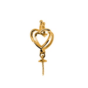 14K Heart Cage Enhancer Pearl Pendant Setting