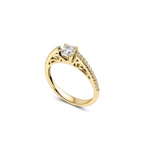 Amazing 0.40 SI2 Quality,Center Diamond , Total diamond wt. 0.51ct. 14K OR 18K Gold Engagement Engagement Wedding Anniversary COURTNEY Ring 18K Yellow Gold