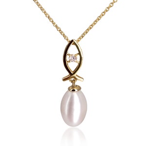 Diamond and Pearl Fish Pendant