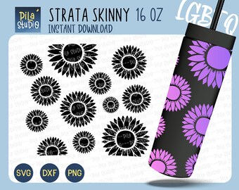 Lgbtq Pride Rainbow Sunflower SVG | Lgbtq Strata SVG | DIY Full Wrap for Strata Skinny Cup 16 Oz Cricut Cut File Svg, Png | instant download