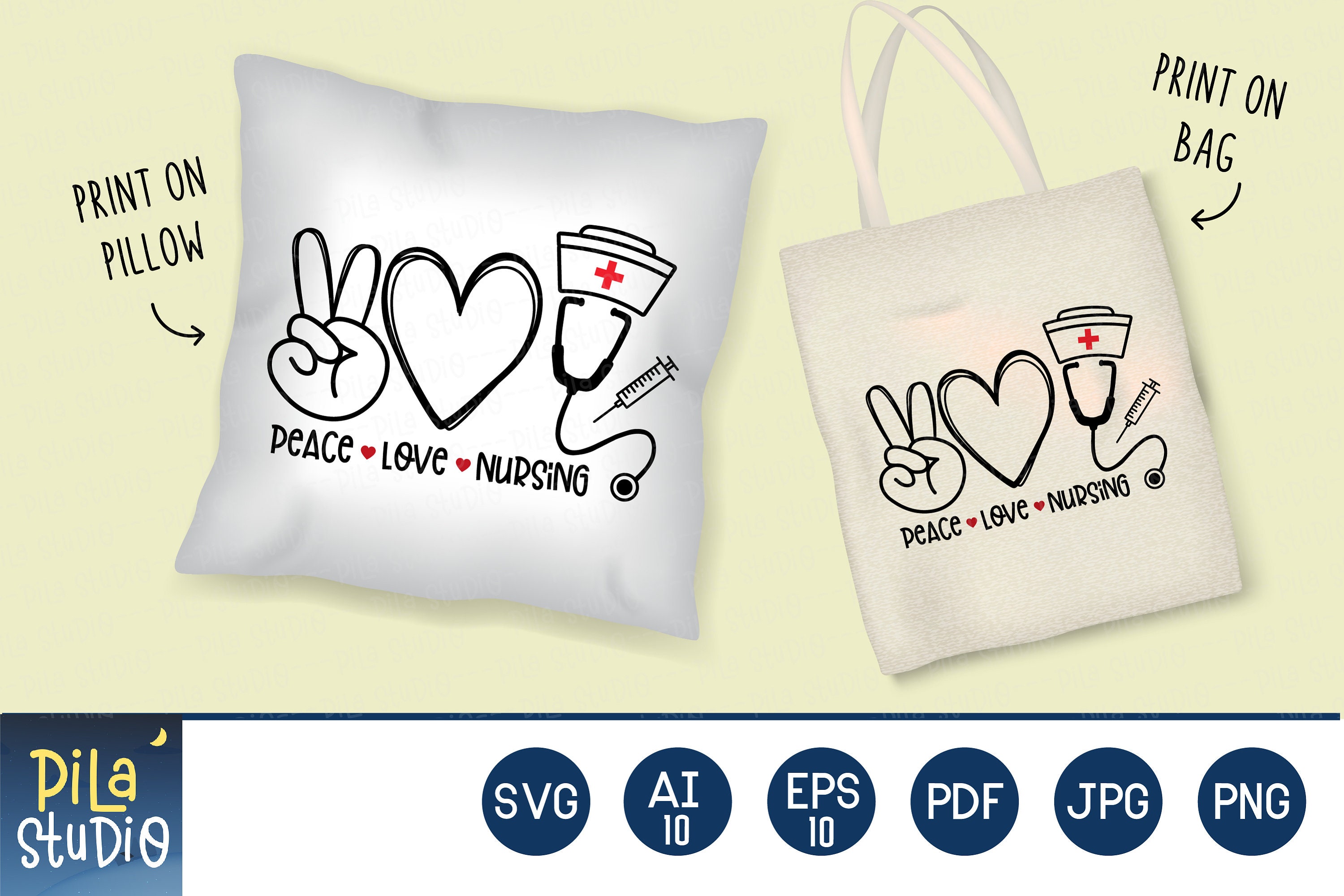 Peace Love Nursing Svg, Nurse Svg, Nurse Stethoscope, SVG Cutting File ...