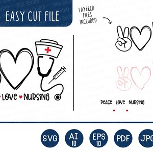 Peace Love Nursing Svg, Nurse Svg, Nurse Stethoscope, SVG Cutting File ...