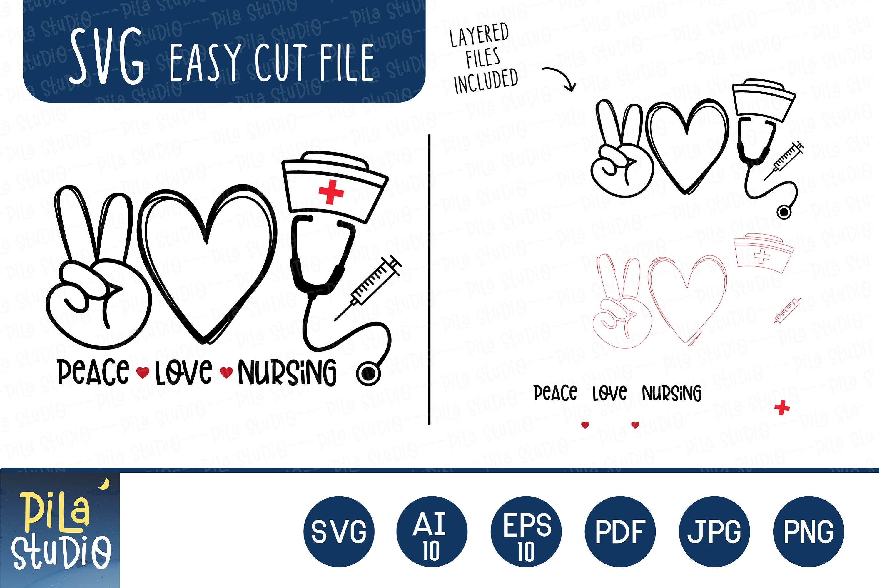 Peace Love Nursing Svg, Nurse Svg, Nurse Stethoscope, SVG Cutting File ...