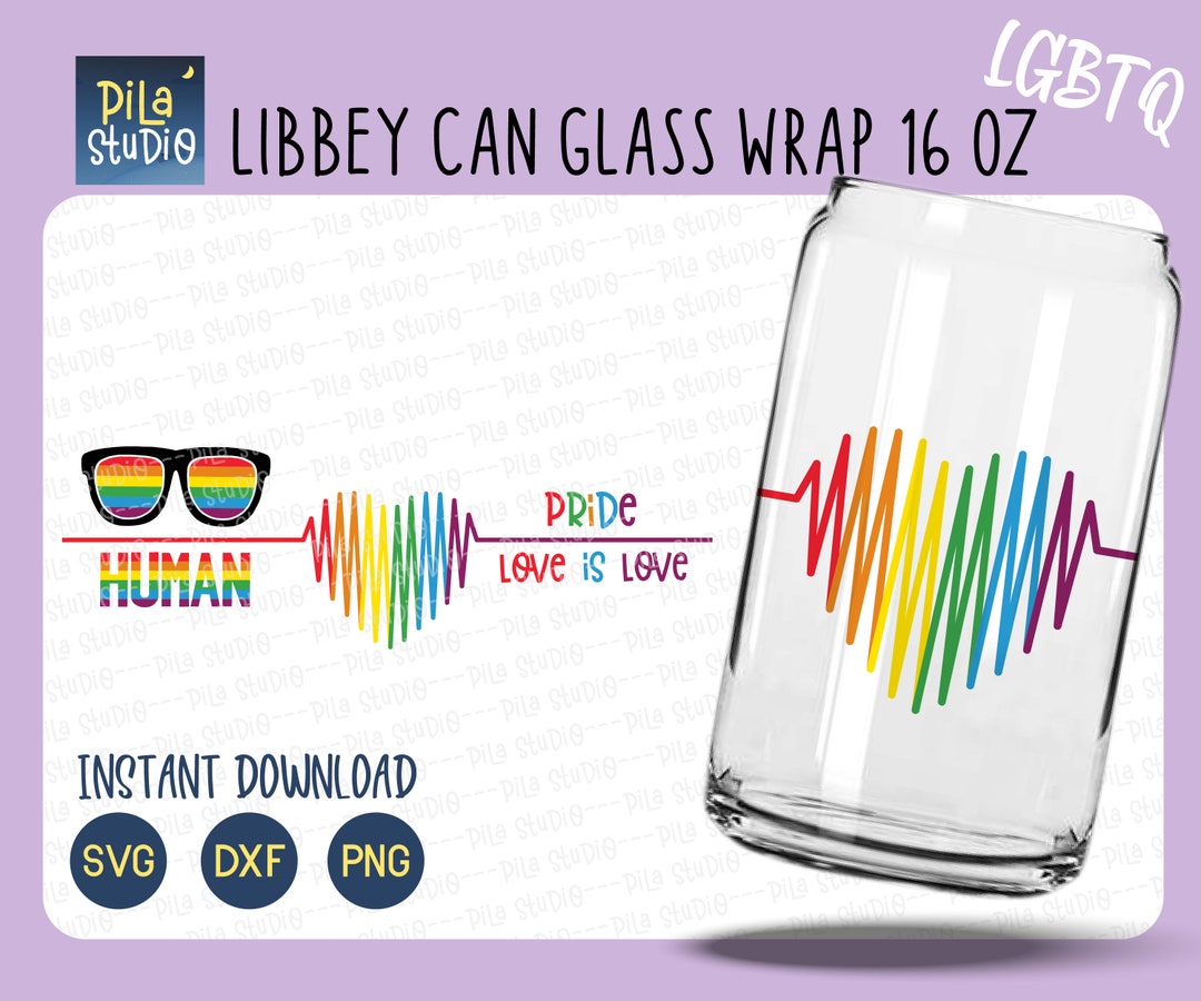 LGBTQ Glass Wrap Svg, Pride Can Glass Full Wrap Libbey 16oz Cricut Cut ...