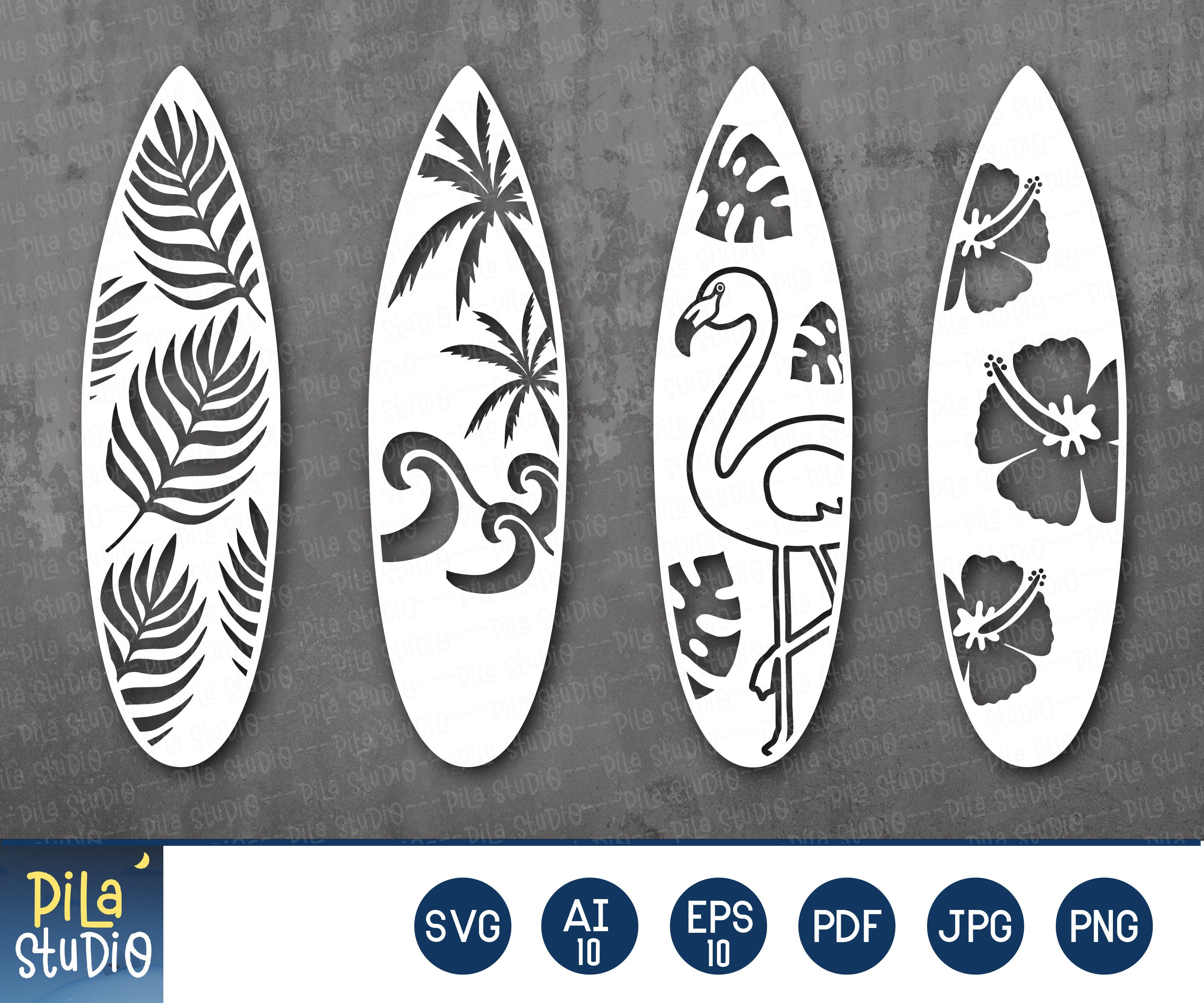 Surfboard svg surfboard templates surfing design svg Etsy