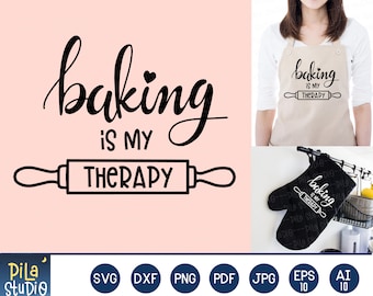 Baking is my Therapy svg, Baking svg, SVG Cutting File, silhouette, clip art, Printable, dxf, png, instant download