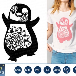 Penguin mandala svg,  Penguins sublimation, penguin valentine&#39;s svg, Penguin Clip Art, Cute Printable, SVG Cutting File, instant download
