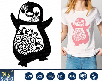 Penguin mandala svg,  Penguins sublimation, penguin valentine's svg, Penguin Clip Art, Cute Printable, SVG Cutting File, instant download