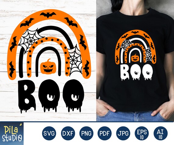 Rainbow Boo SVG, Funny Halloween Svg, Rainbow Halloween Svg, Halloween shirt Svg, SVG Cutting File, Printable, dxf, png, instant download