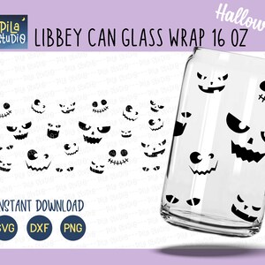 Halloween Can Glass Wrap Svg, Ghost Full Wrap Libbey 16oz Cricut Cut File Svg, Png, Dxf, Ghost Coffee glass svg, instant download