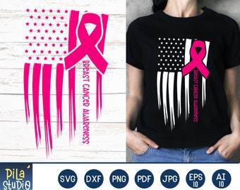 Pink Ribbon USA Flag SVG, Breast Cancer Svg, Pink Ribbon png, Ribbon Cancer svg, SVG Cutting File, Imprimible, dxf, png, descarga instantánea